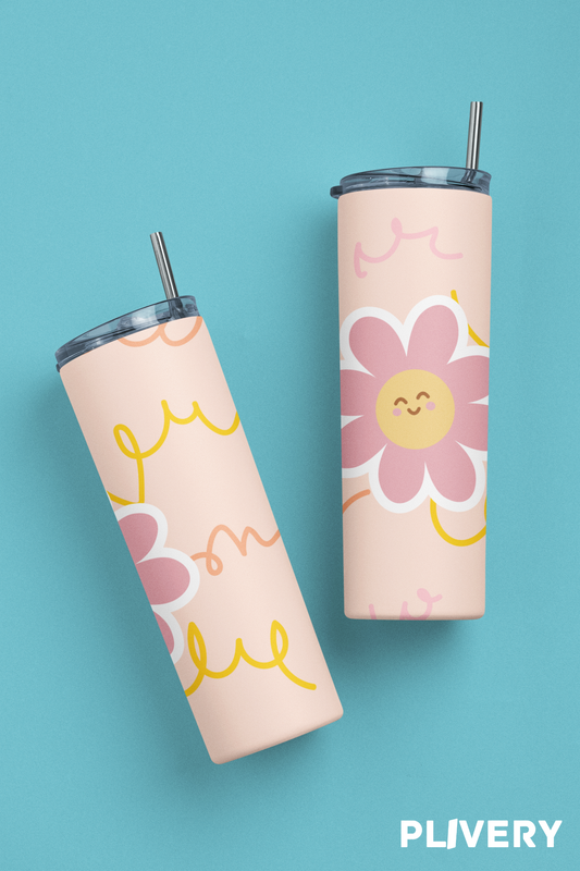 Skinny Tumbler "Flor feliz"