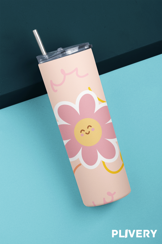 Skinny Tumbler "Flor feliz"