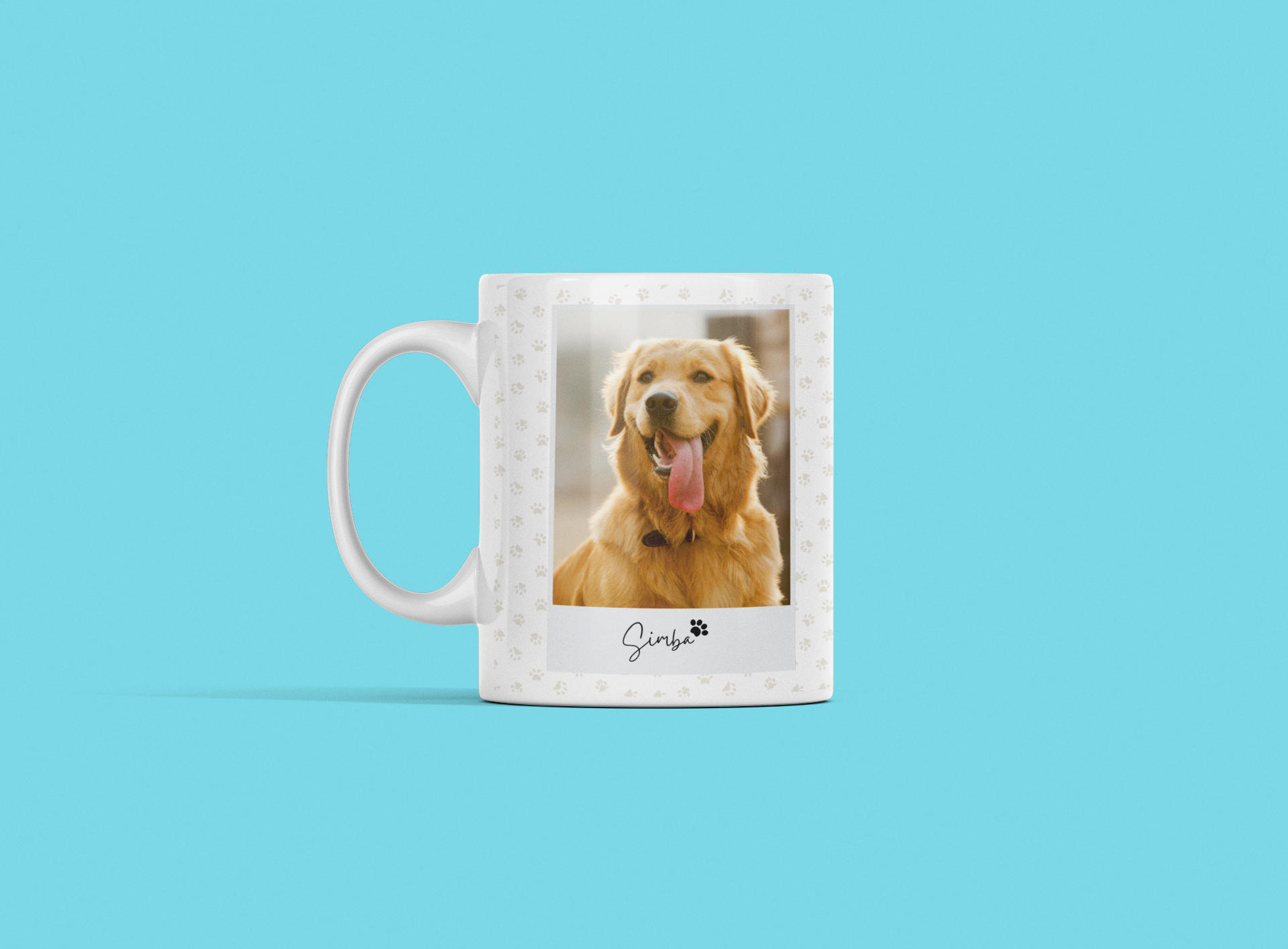 Taza personalizada de tu mascota diseño polaroid